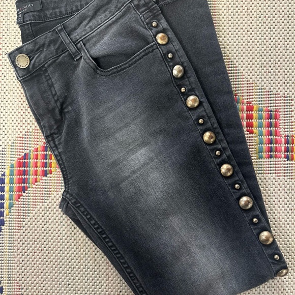 Women's Black Jeans with Gold Accents - Picture 1 of 3